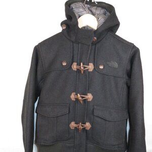 North Face Wool Toggle Jacket Women's S Hooded Black Bellflower Bomber Full Zip
